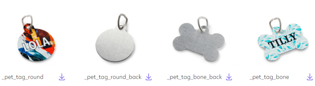 Prodigi's pet tags in round or bone shape