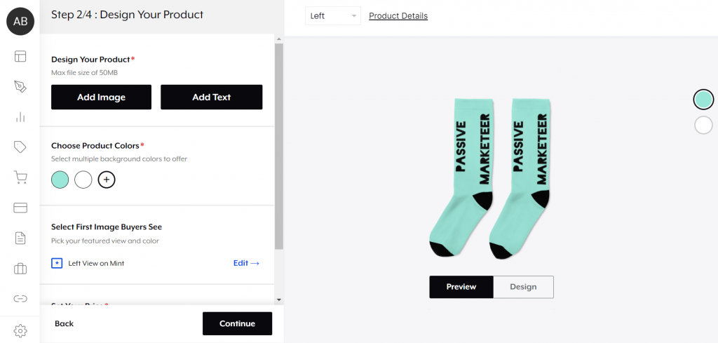 Designing custom socks on Teespring