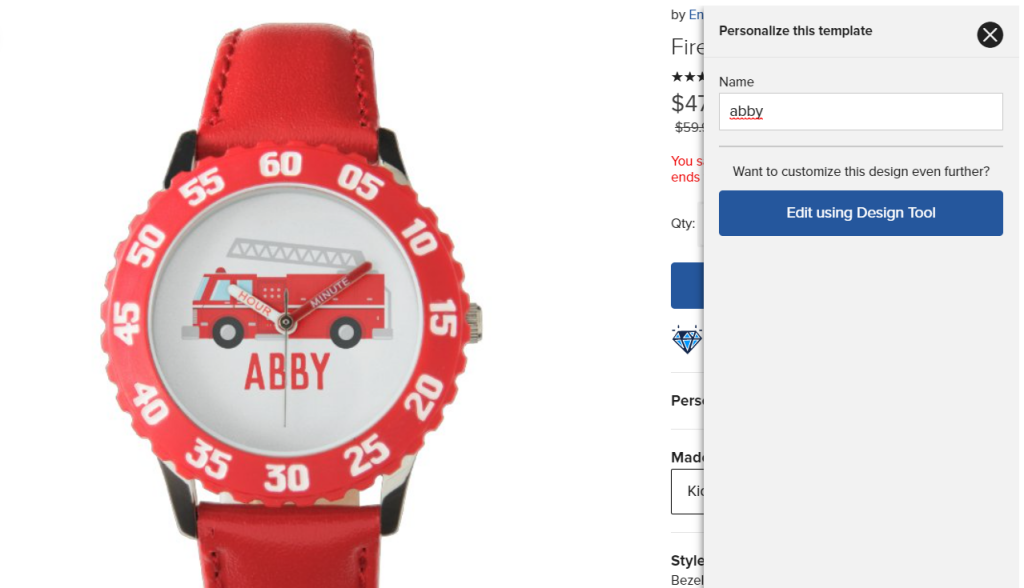 Personalizing Zazzle's watches with names