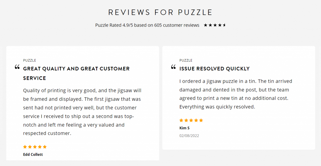 Reviews of Bags Of Love's jigsaw puzzles