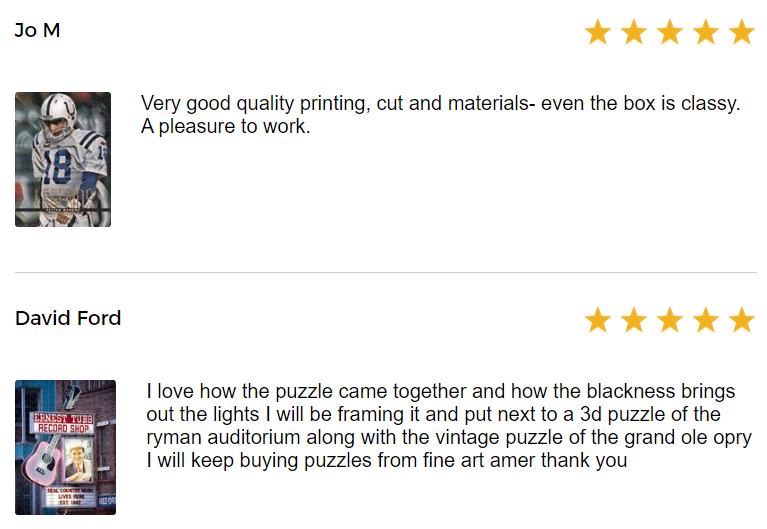 Reviews of Fine Art America's puzzles