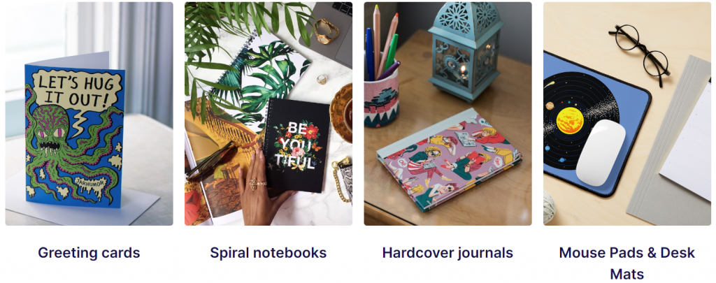Redbubble's catalog of print on demand stationery