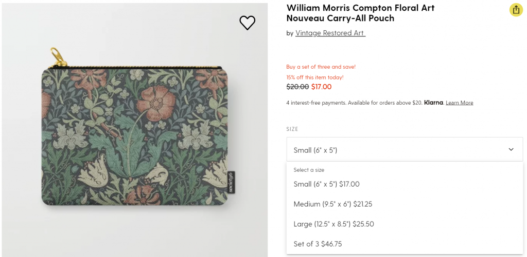 Print on demand zipped pouch on Society6