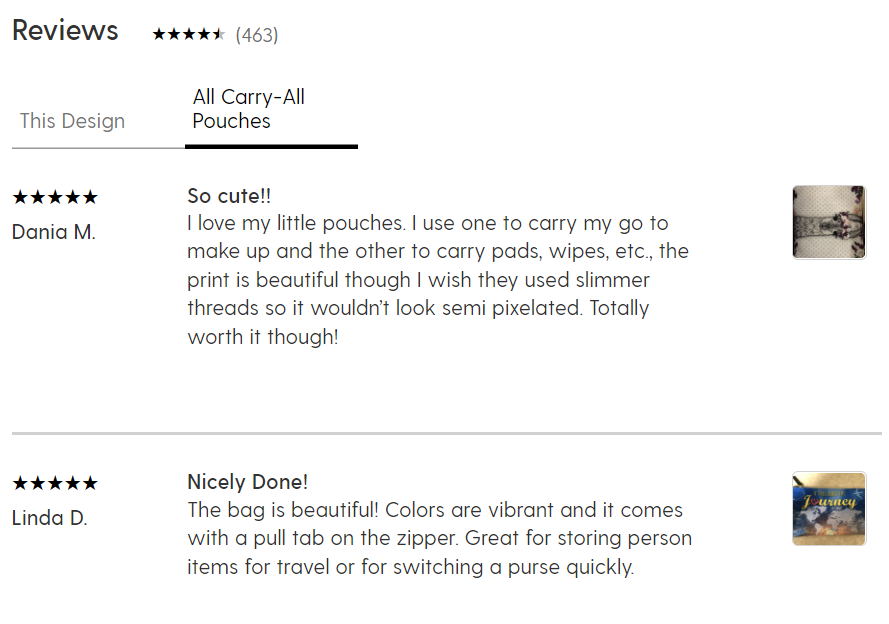 Reviews of Society6's zipped pouches