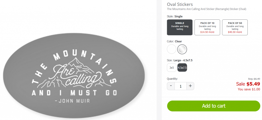 Clear vinyl stickers on CafePress