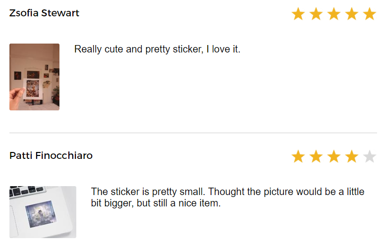 Reviews of Fine Art America's stickers