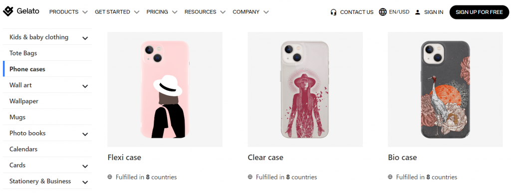 Gelato's selection of print on demand phone cases