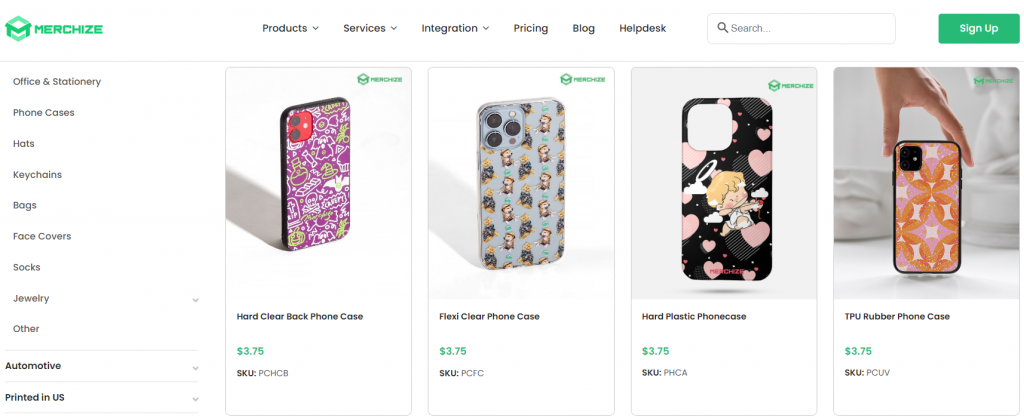 Merchize's selection of print on demand phone cases