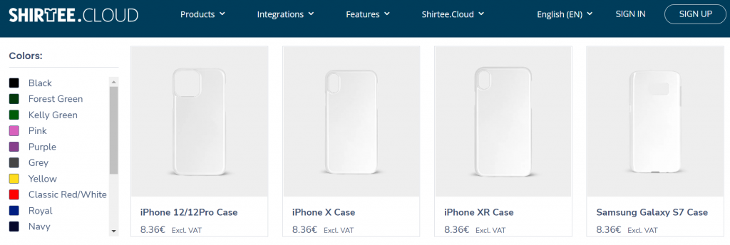 Shirtee's selection of custom phone cases