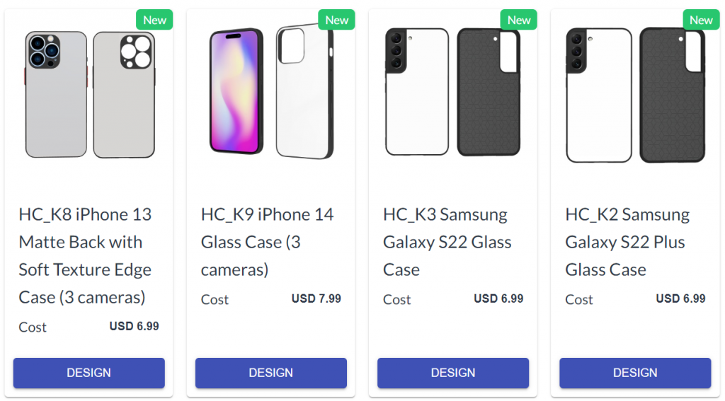InkPOD's selection of custom phone cases