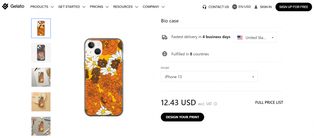 Gelato's biodegradable phone case