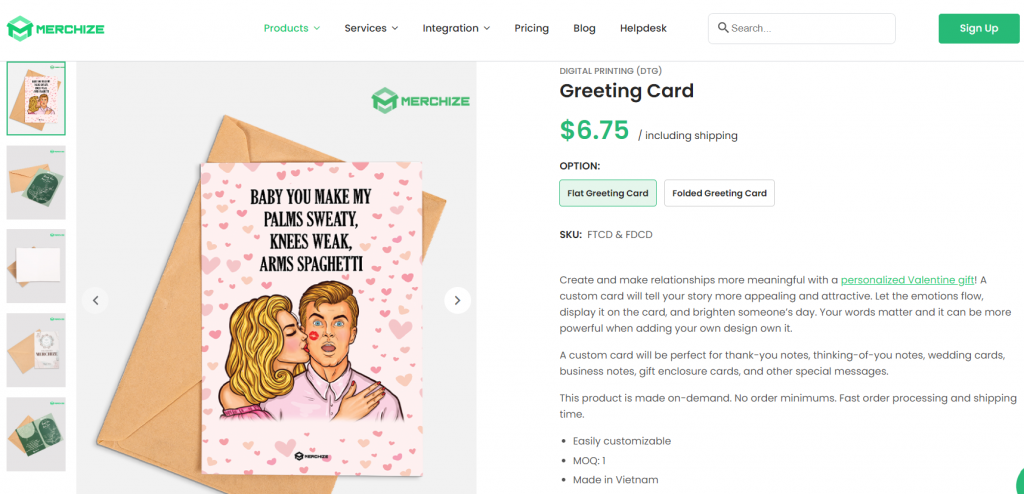 Custom greeting cards on Merchize
