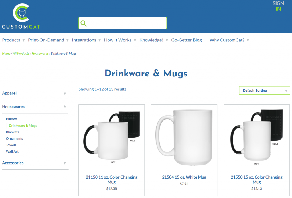 Custom drinkware and mugs on CustomCat