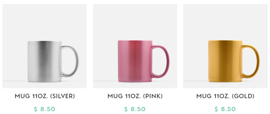 Colored custom mugs on Printed Mint