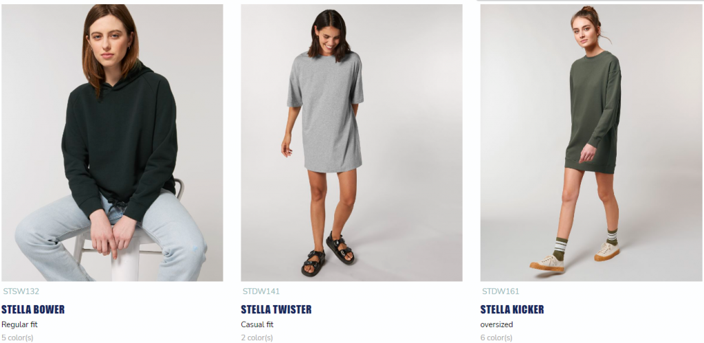 Selection of eco-friendly wear on Shirtigo