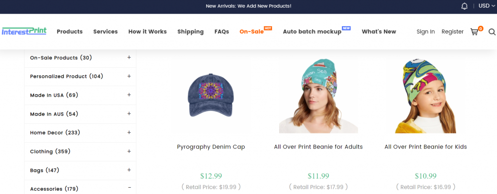 Custom printed hats on InterestPrint