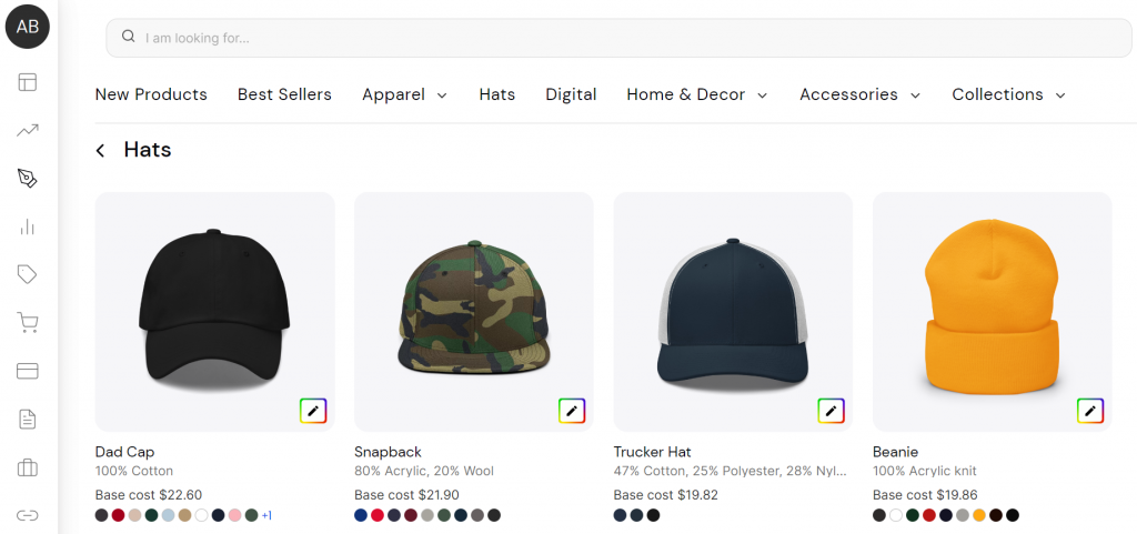Custom printed hats merchandise on Teespring (Spring)