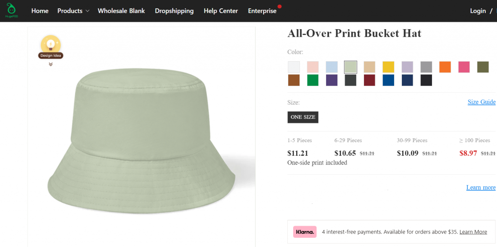 Bucket hat printing on HugePOD