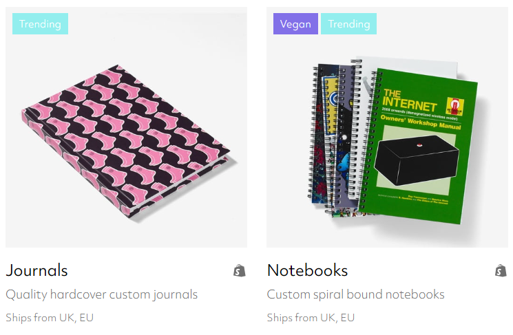 Custom printed journals and notebooks on Prodigi