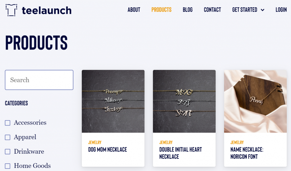 Teelaunch's catalog of custom printed jewelry