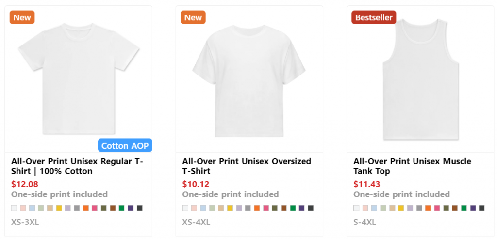 All-over print on demand apparels on HugePOD