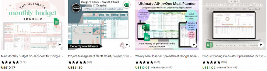 13 Best Side Hustles For Actuaries: Sell digital products for Excel on Etsy