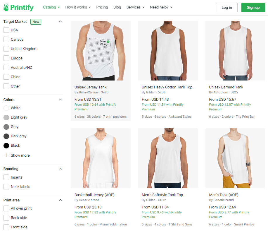 15 Best Side Hustles For Handyman: Print on demand tank tops selection with Printify