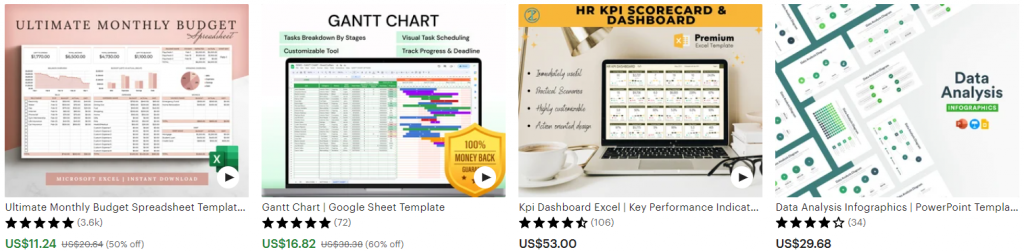 11 Best Side Hustles For Database Administrator: Create and sell digital products for Excel on Etsy