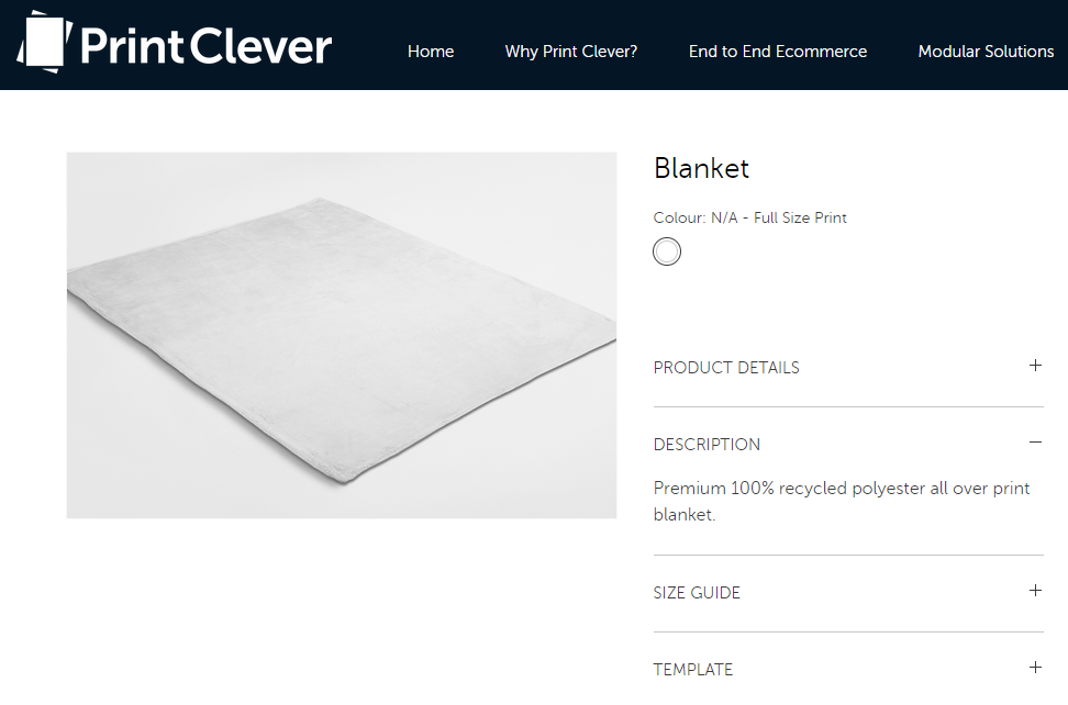 Polyester blanket on PrintClever