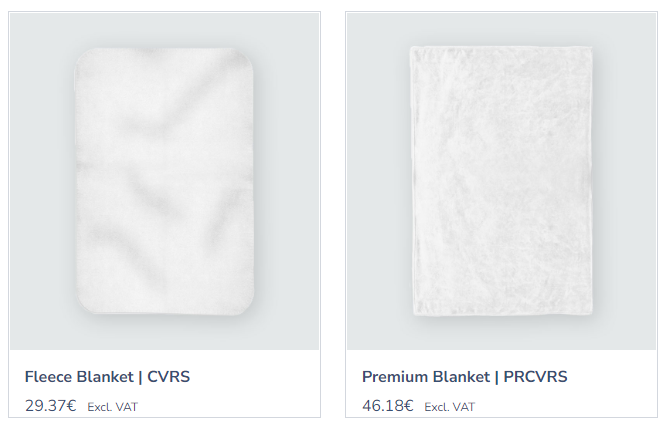 Choices of custom printed blankets on Shirtee
