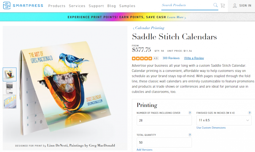 Printing saddle stitch calendars on Smartpress