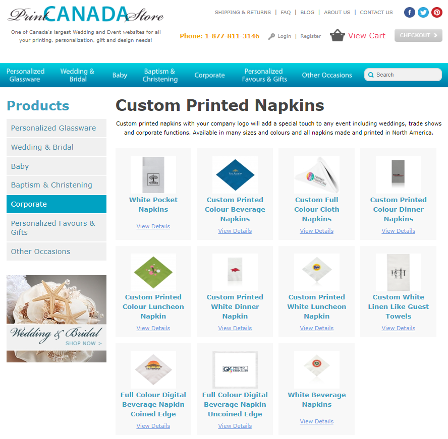 Selection of print on demand napkins with Print Canada Store
