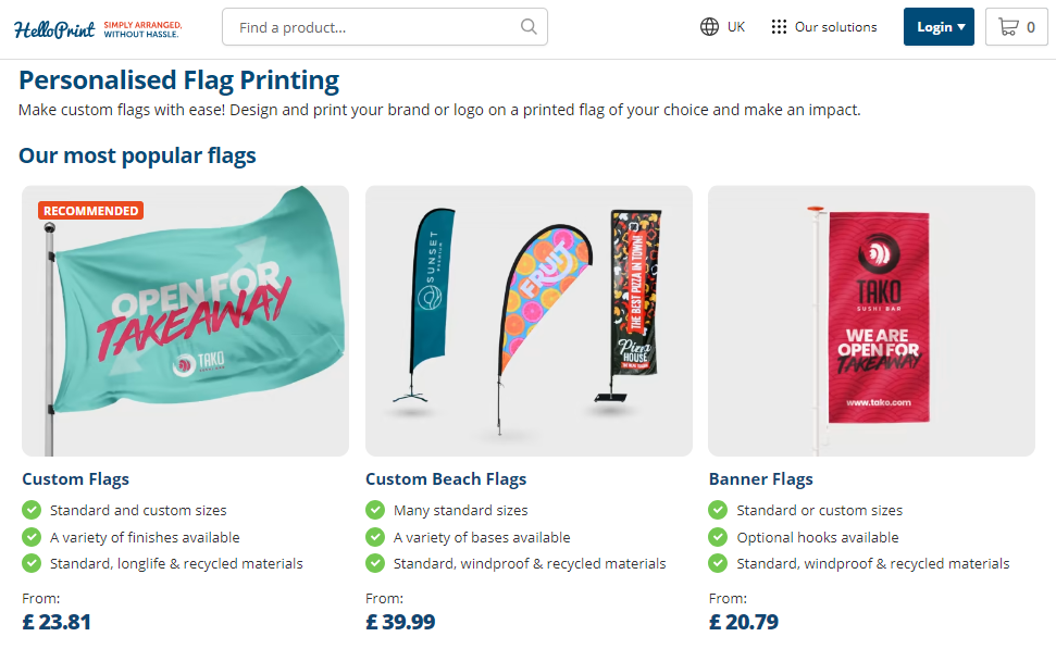Personalised flags you can print with Helloprint