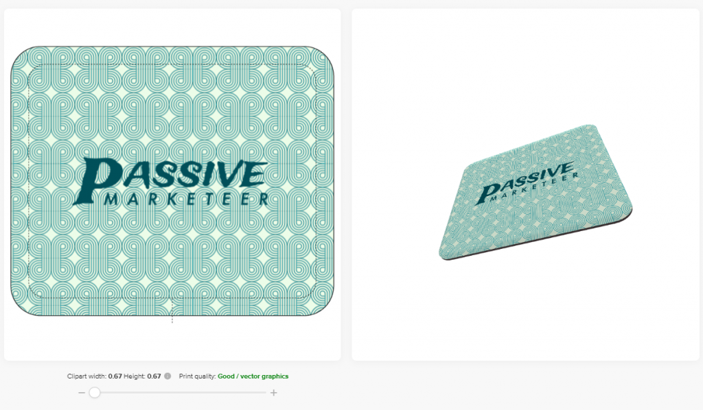 3D mock up of mouse pad I designed using Printful's design studio