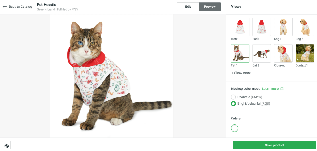 Mock up of a pet hoodie I designed on Printify