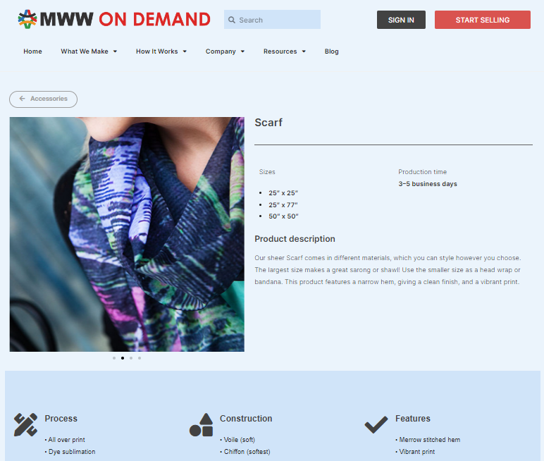 All over print scarves on MWW On Demand
