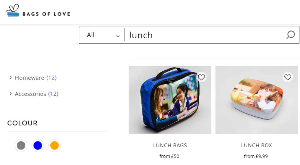 Selection of lunch boxes and lunch bags on Bags Of Love