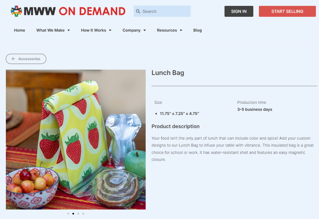 Custom printed lunch bags on MWW On Demand