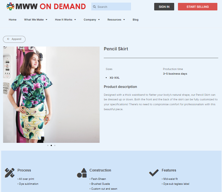 Custom pencil skirts on MWW On Demand