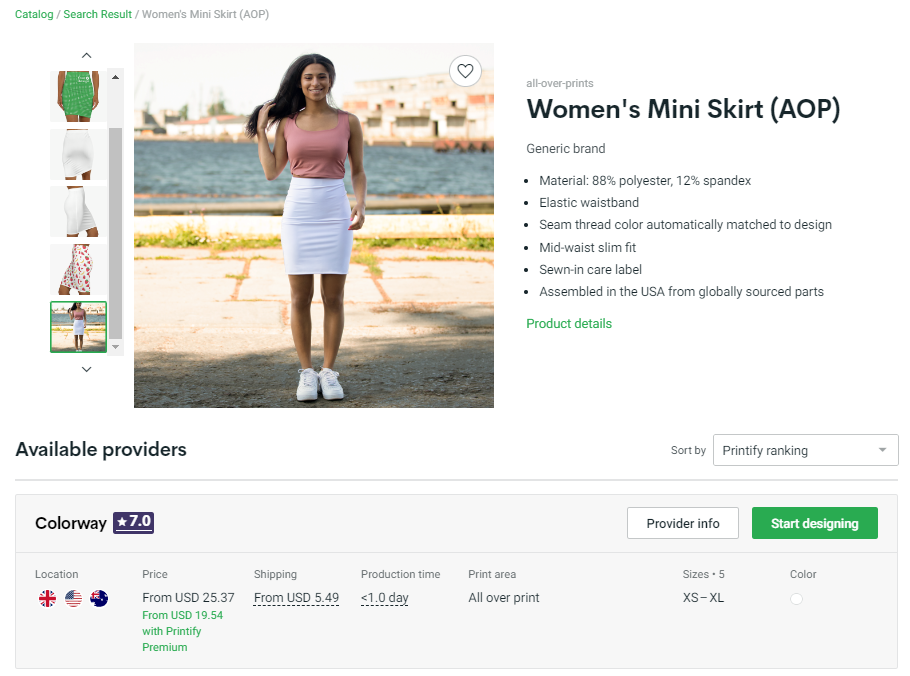 All over print on demand skirts you can design on Printify