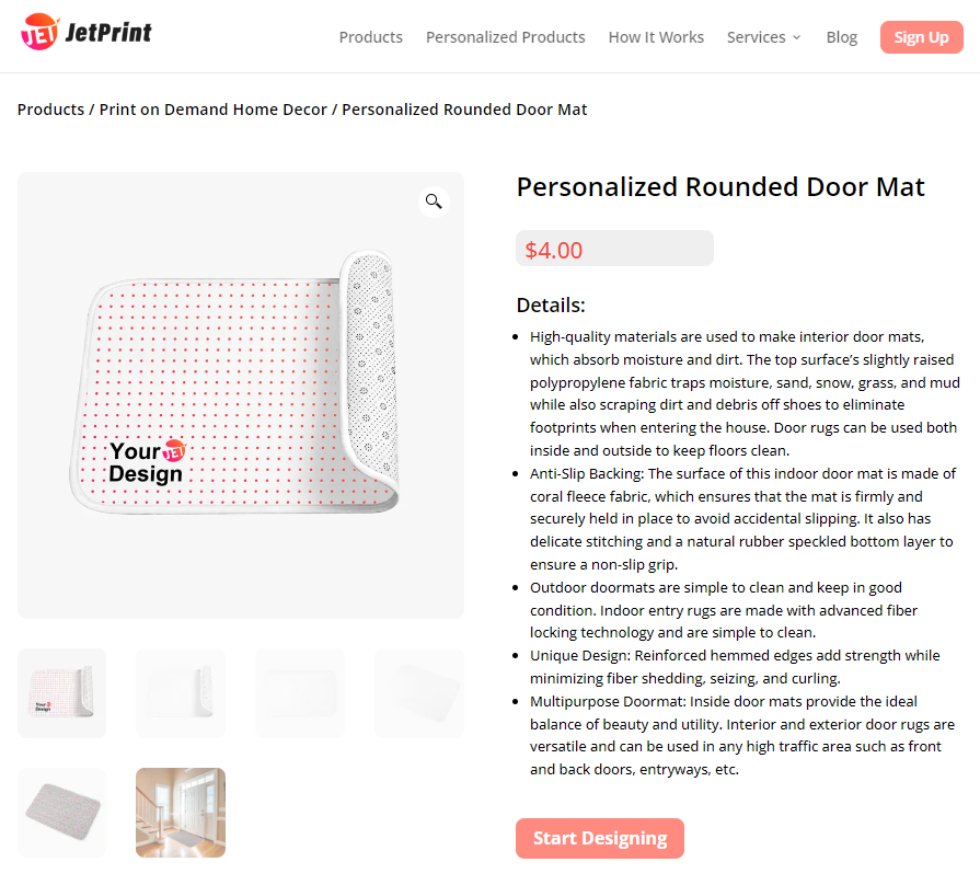 Personalized rounded indoor doormat on JetPrint